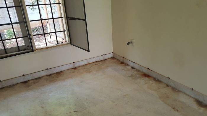 Treatment holes drilled along the skirting of a room